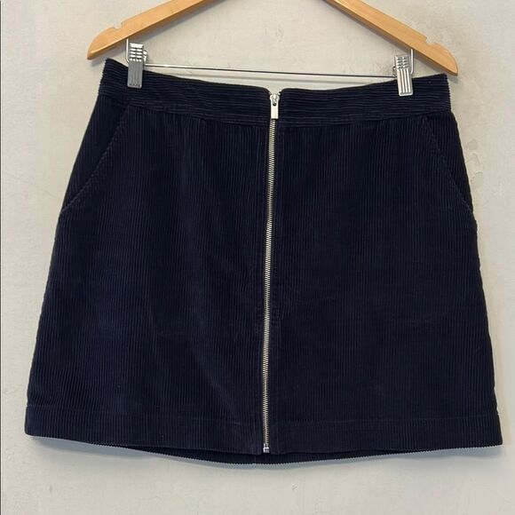 Gap navy blue corduroy zipper front skirt Size 12 EUC - Picture 1 of 8